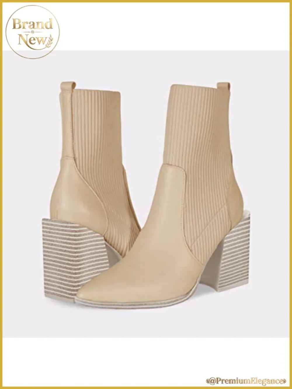 Faux Leather Suede Chunky Stacked Heel Pointed Toe Ankle Booties